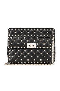 Valentino Medium Rockstud Spike Shoulder Bag In Black