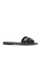Saint Laurent Nu Pieds Leather Slides In Black