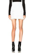 Theperfext Leyla Leather Lace Up Skirt In White