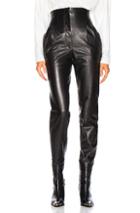 Alberta Ferretti High Waisted Leather Tapered Pants In Black
