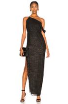 Michelle Mason Asymmetrical Strap Gown In Black