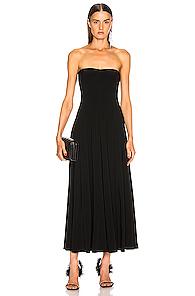 Norma Kamali Strapless Flared Midcalf Dress In Black