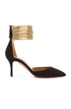 Aquazzura Hello Lover Suede Heels In Black