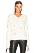 Helmut Lang Drop Needle V Neck Sweater In Neutral,white
