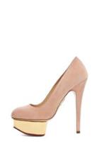 Charlotte Olympia Dolly Signature Court Island Suede Pumps In Neutrals