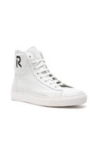 Raf Simons R Logo And Trashed Laces Leather Sneakers In White