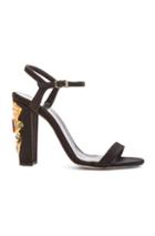 Oscar De La Renta Lemmy Satin & Crystal Sandals In Black