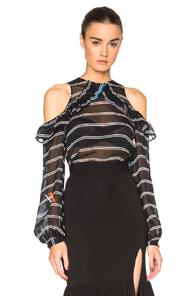 Preen By Thornton Bregazzi Maira Blouse In Black,stripes