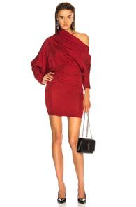 Carmen March Asymmetrical Shoulder Mini Dress In Red