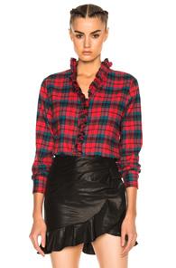Isabel Marant Etoile Awendy Ruffled Check Shirt In Checkered & Plaid,green,red