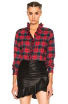 Isabel Marant Etoile Awendy Ruffled Check Shirt In Checkered & Plaid,green,red