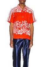 Just Don Hawaiian Bowling Shirt In Orange,red,tropical