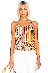 Frame Smoked Tank In Orange,stripes,red