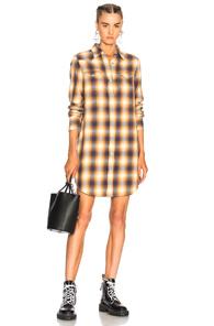 R13 Cowboy Dress In Yellow,checkered & Plaid