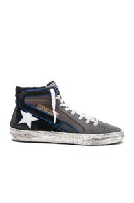 Golden Goose Nubuck Leather Slide Sneakers In Gray