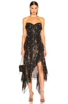Jonathan Simkhai For Fwrd Strapless Ruffle Dress In Black,metallic,stars