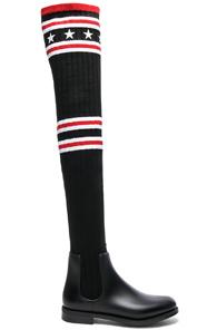 Givenchy Rib Knit Over The Knee Sock Boots In Black,stripes