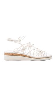 Chloe Leather Net Sandals In White