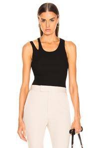 Helmut Lang Ribbed Slash Tank In Black