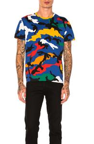 Valentino Camouflage Tee In Blue,abstract