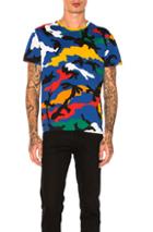 Valentino Camouflage Tee In Blue,abstract