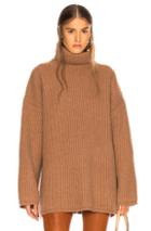 Acne Studios Oversized Turtleneck Sweater In Brown,neutral