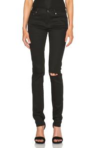 Saint Laurent Skinny 5 Pocket Low Waist Jean In Black