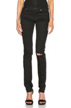 Saint Laurent Skinny 5 Pocket Low Waist Jean In Black