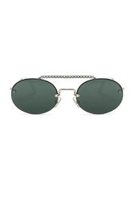 Miu Miu Embellished Oval Sunglasses In Metallics