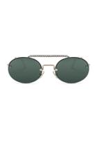 Miu Miu Embellished Oval Sunglasses In Metallics