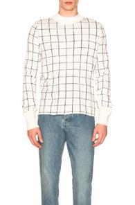 Sacai Windowpane Knit Pullover In Checkered & Plaid,white