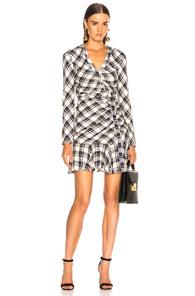 Veronica Beard Rowe Dress In Blue,checkered & Plaid,white