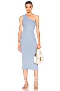 Enza Costa Rib One Shoulder Midi Dress In Blue