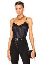 Alexander Wang Pleated Camisole Top With Lace Trim In Black
