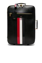Thom Browne Pebble Grain & Calf Leather Wheeled Travel Bag In Black