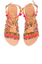 Elina Linardaki Hula Hoop Leather Sandals In Neutrals,pink,floral