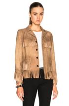 Saint Laurent Curtis Suede Fringe Jacket In Brown