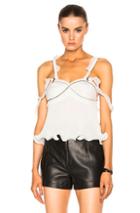3.1 Phillip Lim Sleeveless Pleated Ruffle Top In White