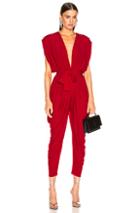 Norma Kamali Square Sleeve Waterfall Jumpsuit In Red