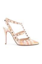 Valentino Leather Rockstud Navajo 1975 Heels In Orange,geometric Print