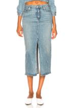 Proenza Schouler Pswl Slit Skirt In Denim Light,blue