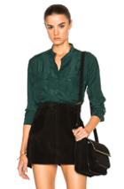 Frame Denim Silk Troop Top In Green