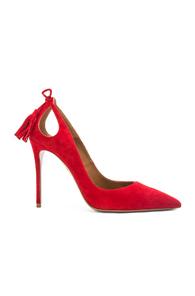Aquazzura Forever Marilyn Suede Heels In Red