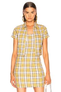 Miaou Raquel Zip Top In Checkered & Plaid,yellow