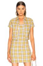 Miaou Raquel Zip Top In Checkered & Plaid,yellow