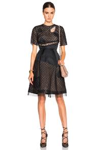 Prabal Gurung Short Sleeve Embroidery Dress In Black