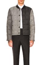 Thom Browne Button Front Down Jacket In Checkered & Plaid,gray,stripes