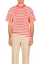 Martine Rose Oversized Stripe Tee In Orange,stripes,white