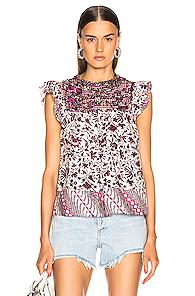 Ulla Johnson Nuru Top In Floral,neutral,pink