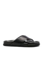 Saint Laurent Jimmy Leather Cross Strap Slides In Black